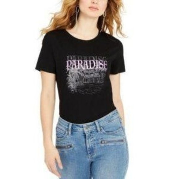 GUESS SHORT SLEEVE PARADISE EASY TEE IN BLACK - Picture 1 of 5